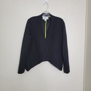 Carolina Belle‎ Black Open Front Knit Blazer Jacket Small Modern Minimalist